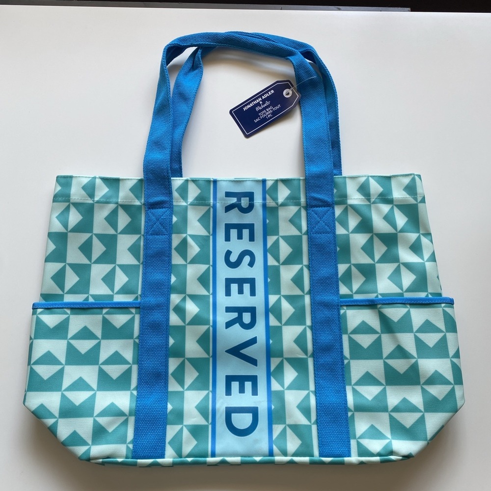 Jonathan Adler x Michaels RESERVED Canvas Waterproof Beach Tote NEW